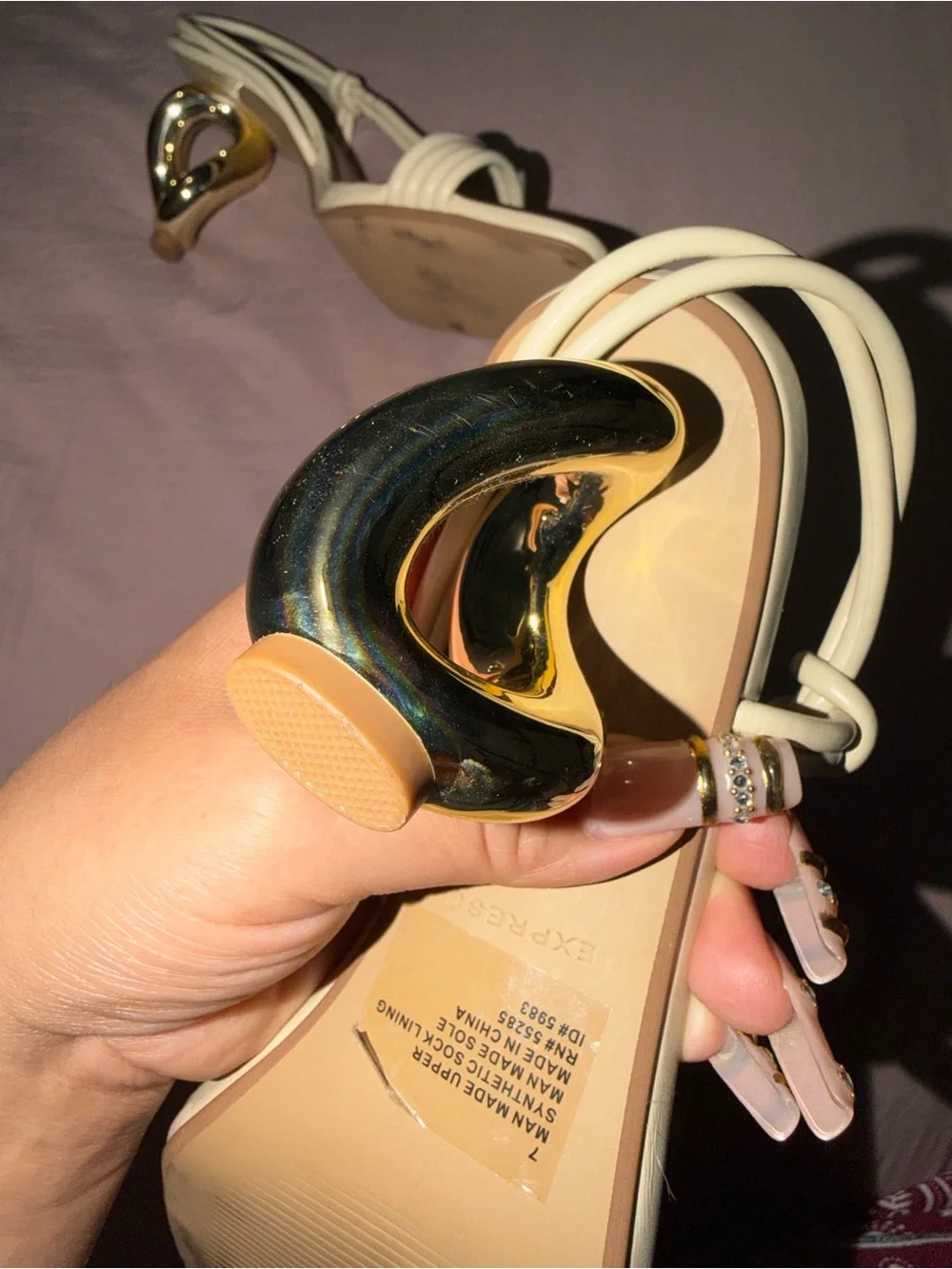 Express Ivory Strappy Knot Heels